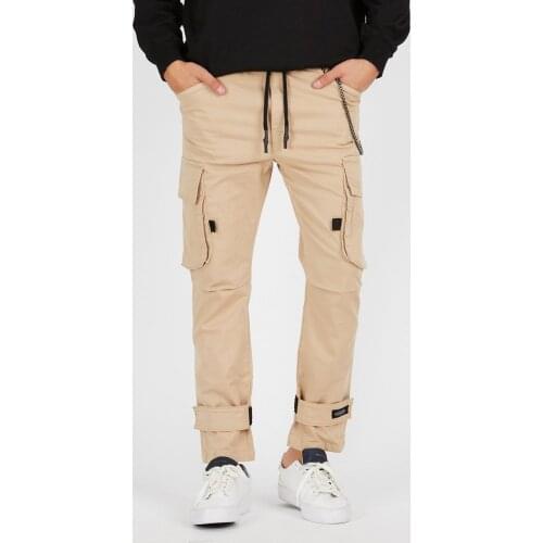 Denim Republic Mens Cream Chain Cargo Pants Men Cargo Pants Autumn Casual Pants Long Trousers Joggers Sweatpants 2020