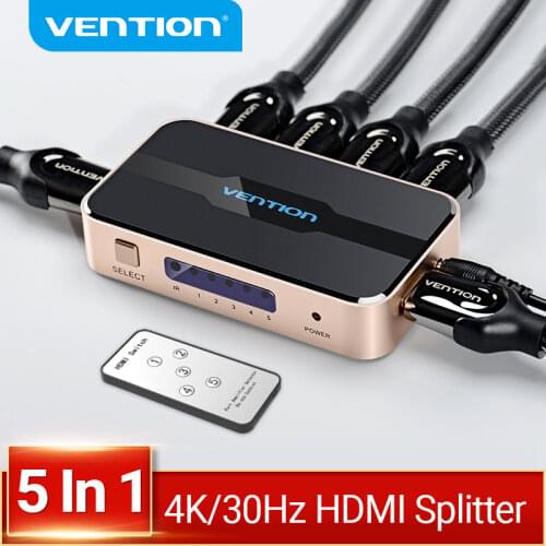 Vention HDMI 2.0 Switcher 3 in 1 out 4K/60Hz 3x1/5x1 HDMI Splitter for XBOX 360 PS4 Smart Box 5 in 1 out HDMI 2.0 Switch Adapter