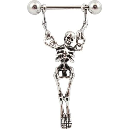 1pcs Skull Nipple Piercing Bar Rings Jewelry Creative Punk Sexy Body Jewellery High Quality Zirconia Rings Women