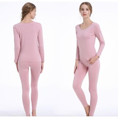 Unscathed Womens Warm Underwear Set Tight Thin Round-neck Autumn Dress Autumn Pants Bottom Body Suit