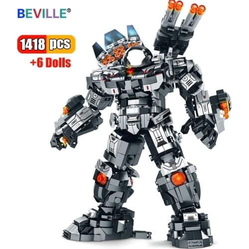 1418Pcs Super Iron Mecha Robot Building Blocks Military Creator War Armor Heroes Figures Weapons Bricks Model Toys For Children