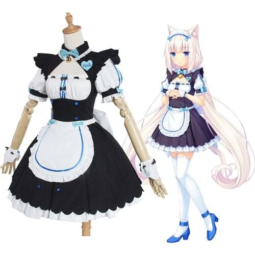 Vanilla NEKOPARA Cosplay Vanilla Chocolate Maid Dress Costume OVA Maid Uniform Cat Neko Girl Costume Full Set for Women