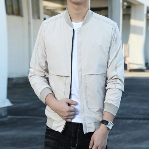 New Mens Zipper Jacket Male Casual Streetwear Hip Hop Slim Fit Pilot Coat Men Clothing Plus