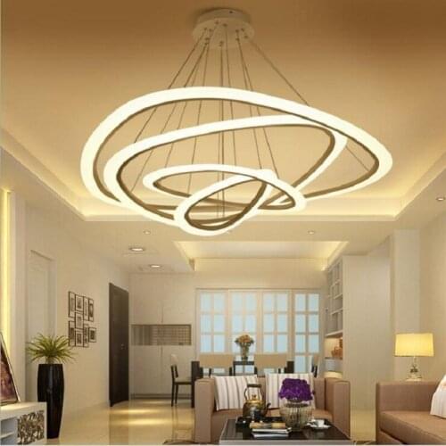 L Simple modern led chandelier Acrylic dining chandelier living room chandelier Creative Nordic post-modern circular chandelier