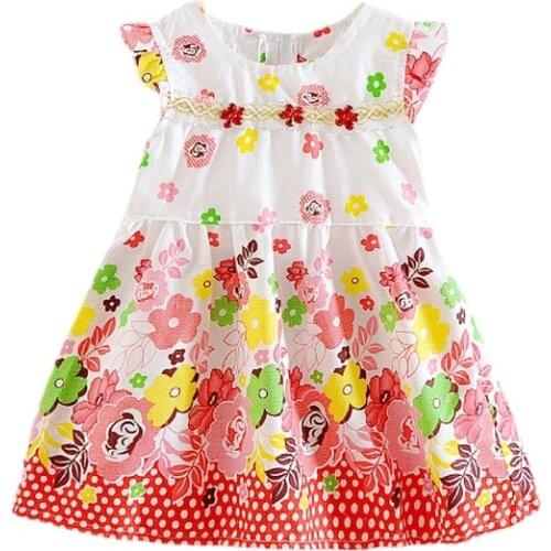 Girls dress fashion girls print clothes Baby sleeveless kids clothes girl party dresses new infant baby clothes