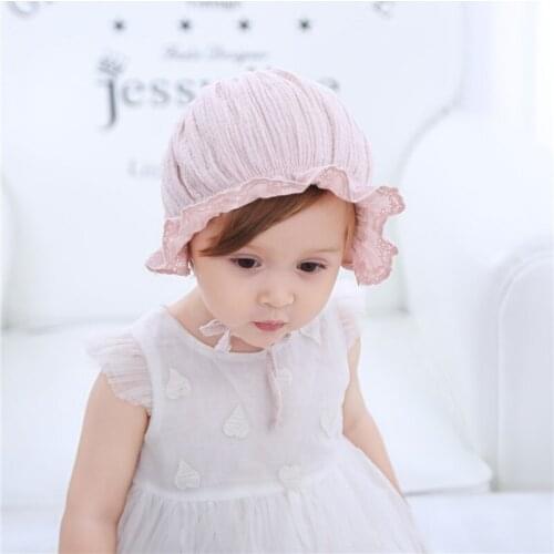 Summer Hat Kid Girl Spring Lace-Up Cute Bonnet Princess Petal Infant Cap Ruffles Baby Props Beanie