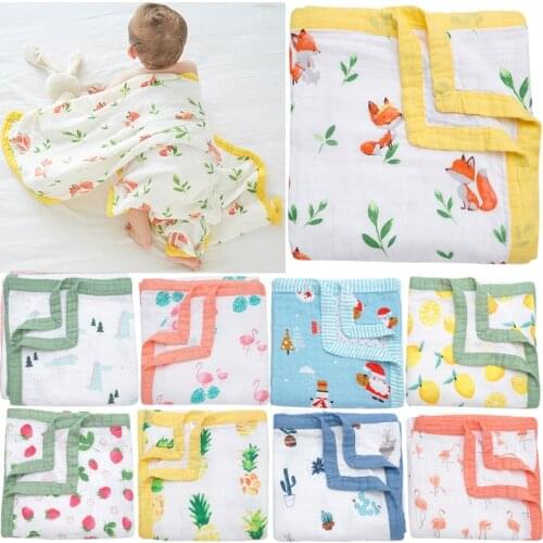 Fashionable Baby Blanket Envelope For Newborns Muslin Swaddle Diaper Cocoon 4 Layers Bamboo Cotton Baby accessories Bath Towel