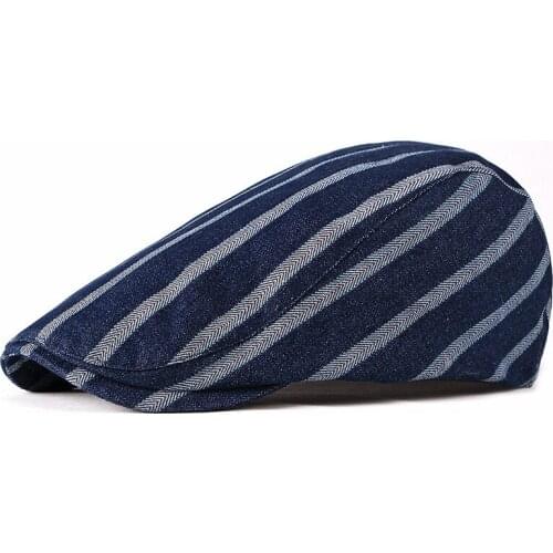 Fashion Striped Hats For Men Women Casual Cotton Beret Caps Gorras Planas England British Retro Boinas Flat Caps Berets