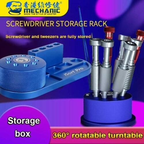 Mechanic iSort 360° Rotating Base Storage Box Screwdriver Tweezer Mounting Holder Mobile Phone Maintenance Tool Accessories Rack