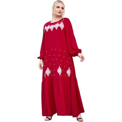 Plain Abaya Long Muslim Evening Dress Faldas Vestidos Girls Closed Abaya For Ramadan Dignified Red Urban Large Womens Mca9198