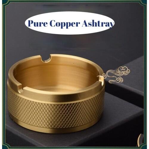 High Quality Pure Copper Car Ashtray Cigarette Holder Office Home Decoration Ornaments Desktop Storage Smoking Accessories Gifts