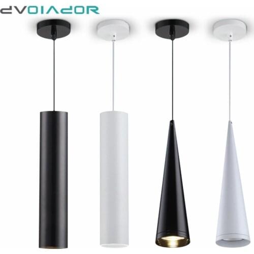 Pendant Lights Nordic Dimmable Pendant Lamp Long Tube Cone Hanging Lamp Kitchen Fixtures COB Chip Bedroom Office Cafe Bar Lights