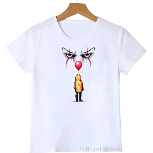 Horror IT Movie shirt for boys Stephen King Clown Pennywise print t shirts boys halloween kids clothes summer tops tee shirt