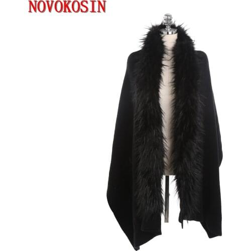 4 Color 2020 Long Winter Autumn False Cashmere Pashmina Fashion Solid Color Faux Fox Fur Neck Shawl Thicken Warm Scarf Wrap