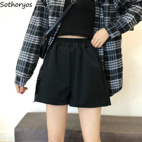 New Fashion Elastic High Waist Shorts for Women Oversize 3XL Casual Loose All-match Summer Holiday Black Trouser Outwear Ulzzang