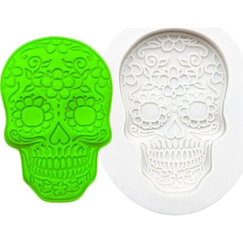 Skull Halloween Silicone Sugarcraft Mold Resin Tools Cupcake Baking Mould Fondant Cake Decorating Tools