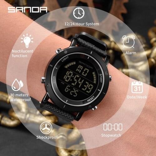 BASID LED Bright Backlight Dual Time Mens Sports Watch Digital Wristwatches Waterproof Alarm Clocks Top Brand Luxury Gentleman