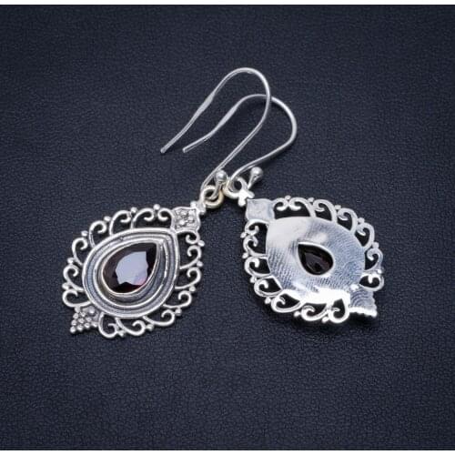 Natural Garnet Handmade Unique 925 Sterling Silver Earrings 2" A2735