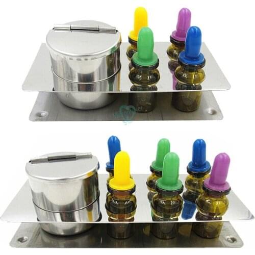 1pcs Dental Oral Liquid Solution dispenser Management Bottles with Stainless Steel Stand for Dentist Lab Set
