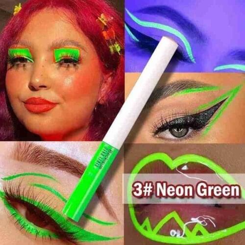 1Pc Fluorescent eyeliner Shiny Eye Liner Cosmetics Women Pigment Neon Makeup Liquid Glitter UV Eyeliner Fluorescence Make Up
