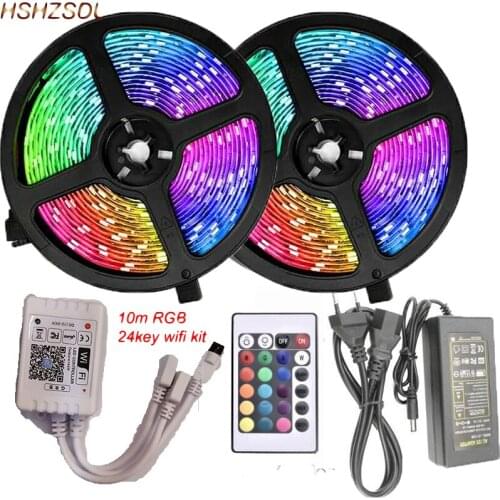 10m/2rolls 12V 300LEDs RGB SMD5050 Flexible led Strip+24key IR IOS& Android wifi color DIY muisc made controller+12V adapter kit