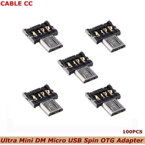 100pcs Ultra Mini DM Micro USB 5pin OTG Adapter Connector for Cell Phone Tablet & USB Cable & Flash Disk