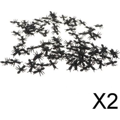 2x100 Piece Plastic Fake Ants Model Figure Set Kids Toy Party Favors Black