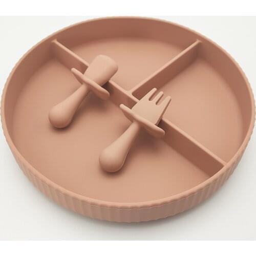 3Pcs Baby Safe Silicone Tableware Set INS Childrens Dishes Kids Dinner Baby Solid Feeding Plate Training Bowl Spoon Fork Kit