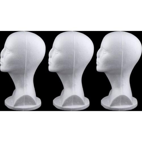 3x Woman Female Foam Manikin Mannequin Head Stand For Wigs Hat
