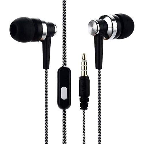 4 Colors Sport Earphones Bass Stereo Headset Braided Line Wire Control In Ear Gym Headphones With Mic For iPhone Huawei Xiaomi