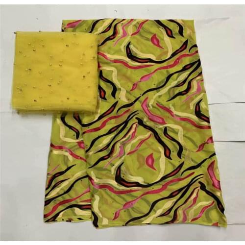 African soft silk fabric for garment neat embroidery on the material with swiss voile lace tissu (5+2 Yards/set ) ! LXF61710