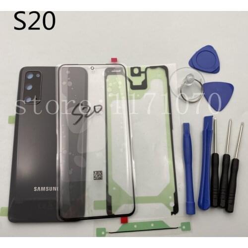 For Samsung Galaxy S20 G980 Plus S20Ultra Front Touch Panel Outer Lens + Rear Battery Door Back Glass Housing Cover