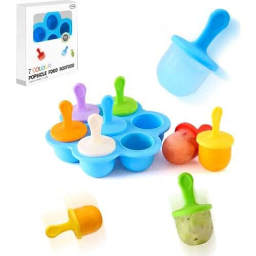 Ice Cream Mold Ice Cube Tray Silicone Baby Food Container Infant Fruit Breast Milk Storage Box Freezer Tray Kitchen Accessories