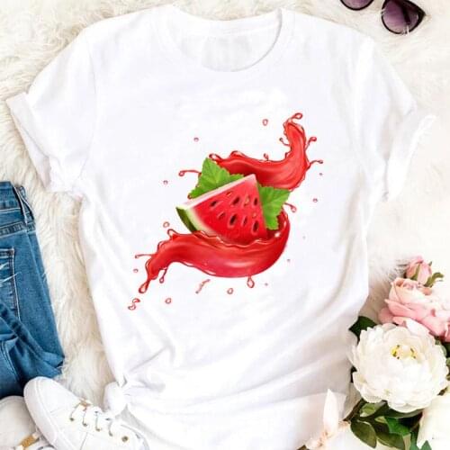 Women Summer Watermelon Holiday Vacation Beach Cartoon Clothes Tshirts Fashion Stylish T Top Lady Print 2021 Tee T-Shirt