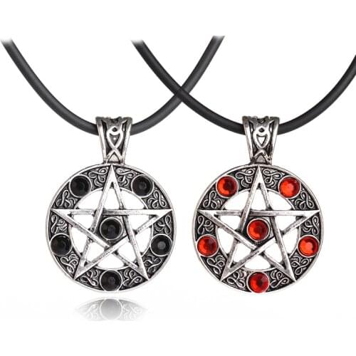 Gothic Supernatural Necklace Pentagram Pentacle Five Pointed Star Wicca Pagan Dean Winchester Pendant Vintage Jewelry Wholesale