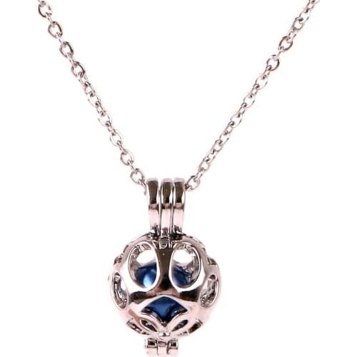 K1603 Silver copper Bow Tassut dog Pet Paw Bead Pearl Cage Aroma Essential Oil Diffuser Locket Necklace stainless steel chain