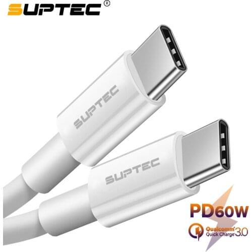 SUPTEC USB Type C Cable to USB C Cable for Samsung S10 S9 PD 60W Charger Quick Charge 4.0 Type-C Cable for Xiaomi MacBook Pro