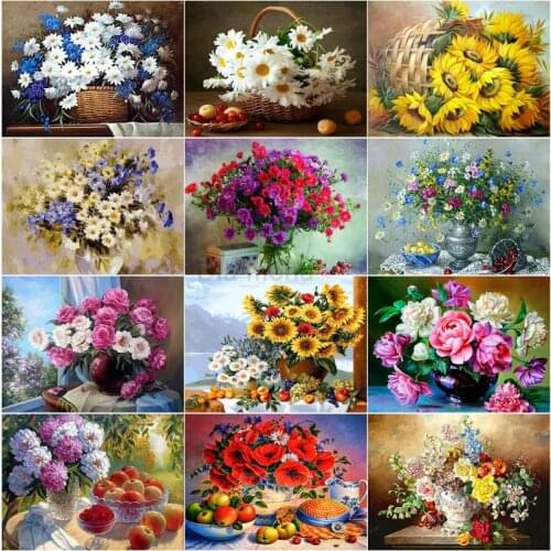 Classic Potted Flower 5D Diamond Painting Picture of Rhinestones Embroidery Cross Stitch Kit Oil Painting Mosaic Art Home Decor