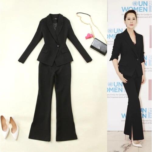 Women Pant Suits Female suit dress Notch Lapel Womens Business Office Tuxedos Jacket+Flare pants Suit Ladies