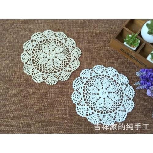 2016fashion wholesale 22cm round 12pic/lot lace doilies for wedding decoration table mat cup mat pads with 3D flowers placemat