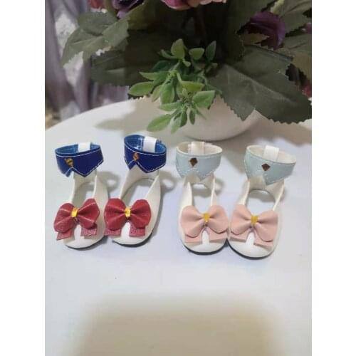 BJD doll shoes Suitable for 1/6 size fashion bow 2 colors into PU high-heeled shoe doll accessories