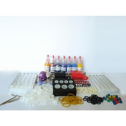 Digital permanent makeup machine Rotary tattoo machine 2 top tattoo gun 7 color inks tattoo set A012