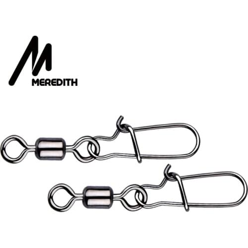 MEREDITH 50pcs/lot Stainless Steel Fishing Connector Pin Bearing Rolling Swivel Snap Pins Fishhook Lure Sea Fishing Accessories