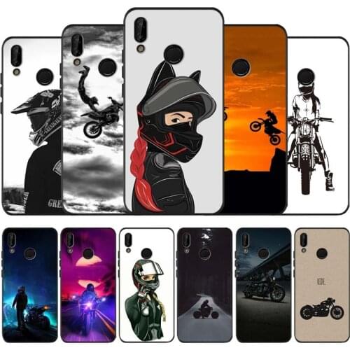 Moto cross motorcycle black soft Phone Case for huawei P40 P30 P20 P10 Pro lite P9 Lite nova 4E 6SE Psmart 2019 Y6 9 Prime