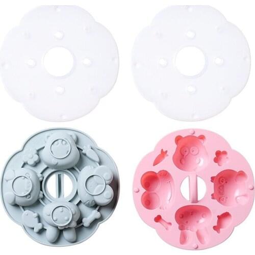 Cartoon Diy Silicone Rice Cake Steamed Cake Mold with Lid Can Be Steamed Baby Food Supplement Snack Cake Mold Baking Accessories