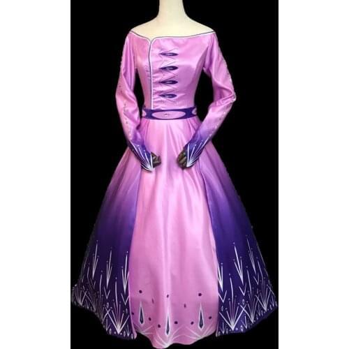 Cartoon Ice Snow Queen 2 Cosplay Costume Elsa Gorgeous Princess Dress Fancy Halloween Carnival Ball Gown