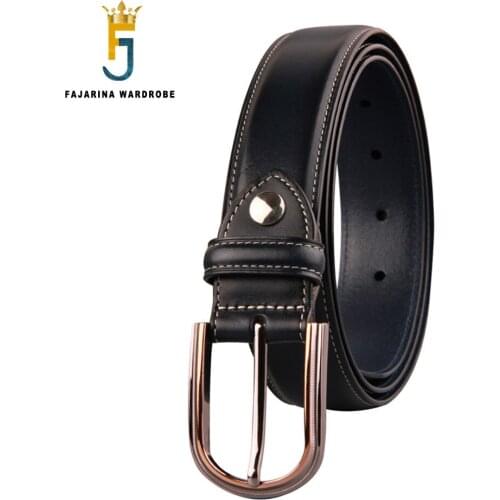FAJARINA Mens Retro Blue Cow Genuine Leather Good Quality Real Cowhide Man Waist Belts for Men Jeans 3.6cm Width N17FJ952