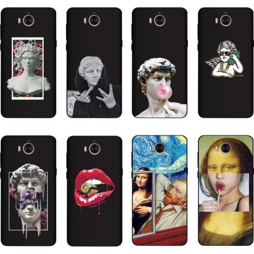 QAQsam 5.0 " Soft Silicone For Huawei Y5 2017 Mya-l22 u29 2017 Cover Cartoon Statue Abstract Art Painted For Y6 2017 Case Funda