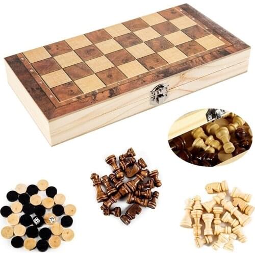 3 IN 1 Wooden International Chess Set wooden Chess Board games Checkers Puzzle game engaged Birthday gift For kids ajedrez