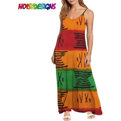 NOISYDESIGNS Dress 2021 New Summer Women Sling Dress Ankara African Prints Fashion Long Womens Dresses Vestido Female Loose